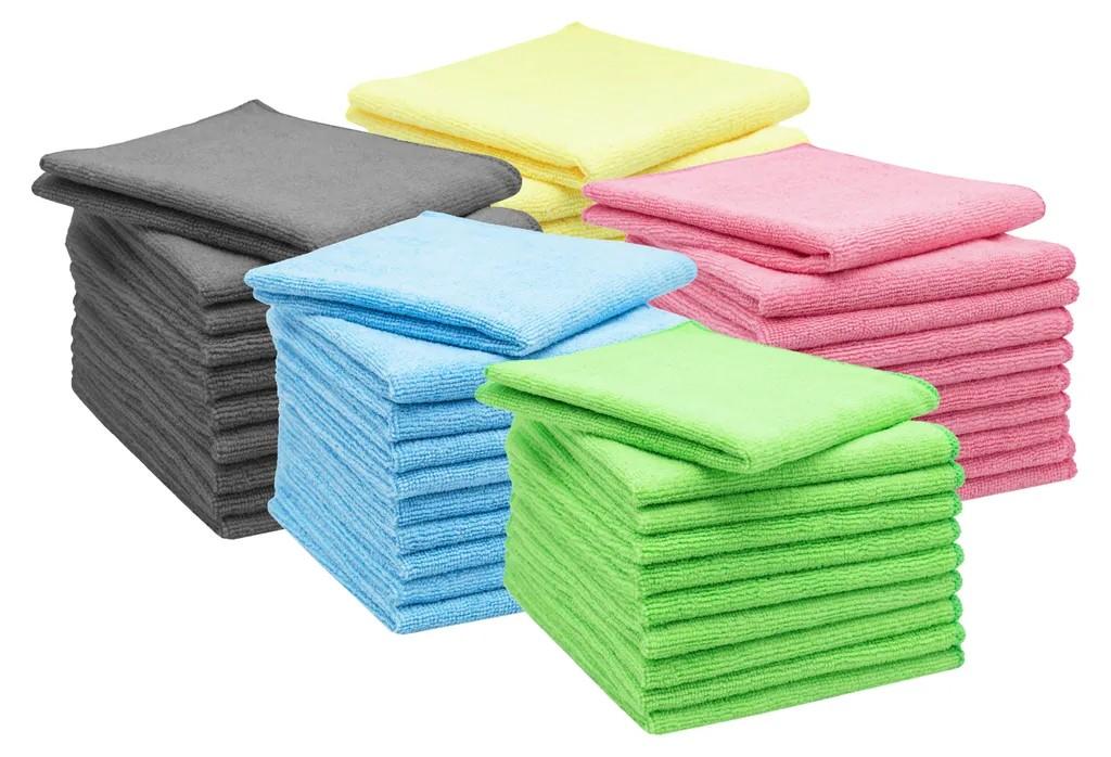 50er Set Mikrofasertücher für streifenfreien Glanz, saugstark, farblich gemischt
