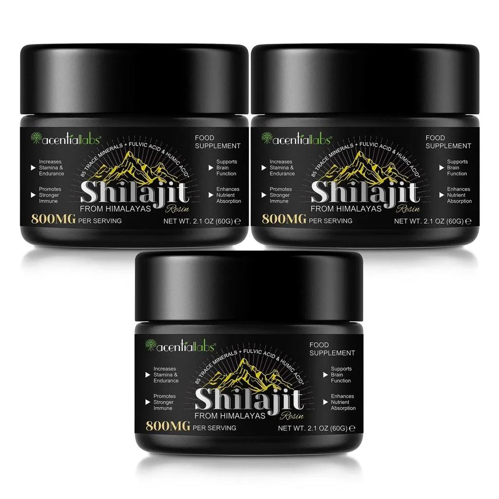 Shilajit Himalaya Harz 100% Reines Mumijo 85+ Mineralien Labor Vegan, 3x 60g