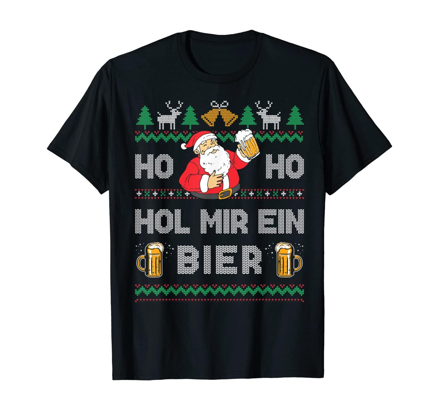 Ho Ho Ho Hol mir ein Bier Saufen Fun Ugly Christmas Sweater T-Shirt