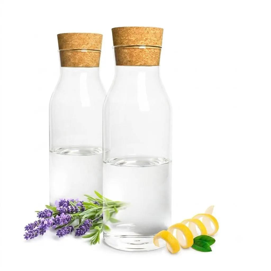 2er Set Glaskaraffen 1000ml mit Korkdeckel 